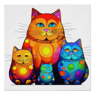 Pôster Gato Colorido