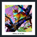 Poster Gato Colorido de Arte Abstrato em Árvore<br><div class="desc">Esta imagem de um gato Bengala em uma árvore foi criada usando o estilo pop de arte O título que escolhi é "gato Bengala em uma árvore",  mas você pode mudá-la. A imagem é de alta resolução 7168 x 7168 ppi e pode ser descarregada.</div>