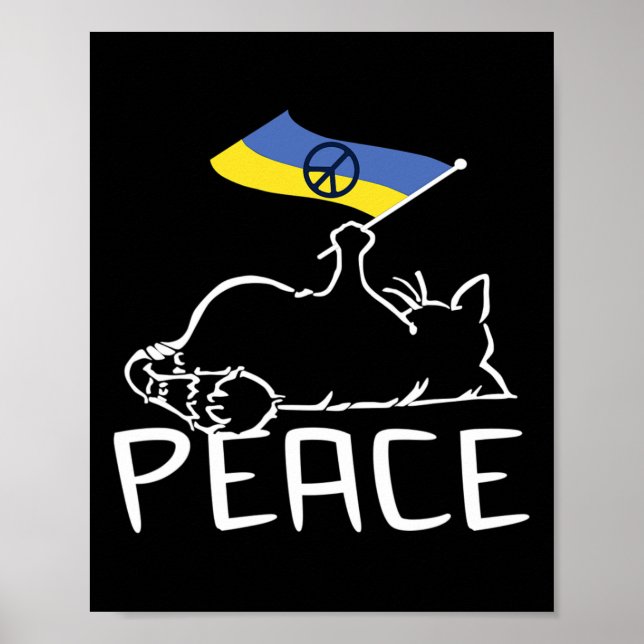 Poster Gato Com Bandeira Da Ucrânia  (Frente)