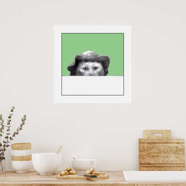 Poster Gato com Chapéu (Moegi) (Cozinha)