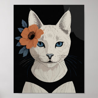 Poster Gato com flor de laranja