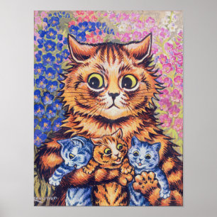 Poster Gato com Gatinhos, Louis Wain