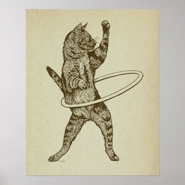 Poster Gato com Hoop Hula (Frente)
