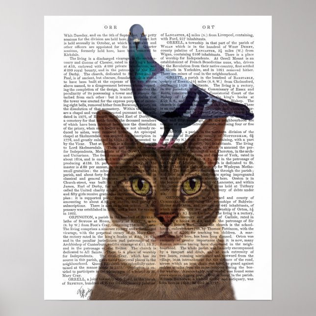 Poster Gato com Pombo na Cabeça (Frente)