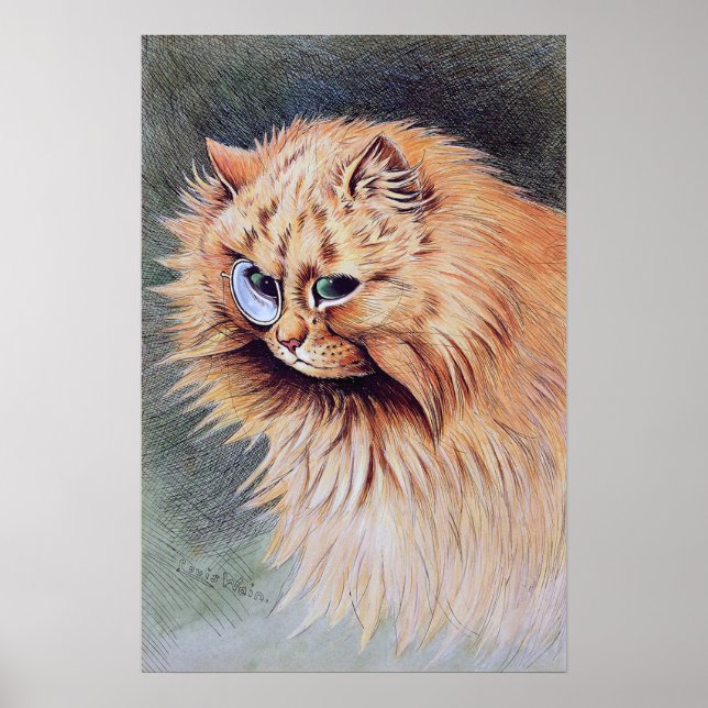 Poster Gato com um Monóculo, Louis Wain (Frente)
