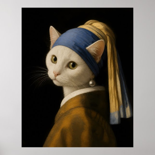 Poster Gato com uma Pérola na Orelha (Frente)