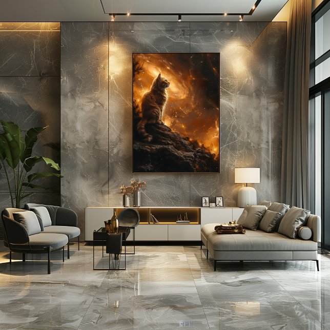 Pôster Gato Cósmico: Majestad Felina Bajo las Estrellas (Criador carregado)