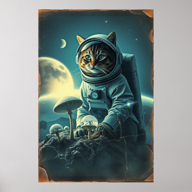 Poster Gato Cósmico no Disco MuShroom (Frente)