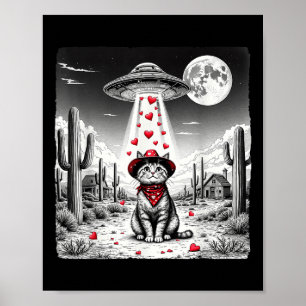 Poster Gato Cowboy Meme Ovni Gato Divertido Ovnis Dia dos