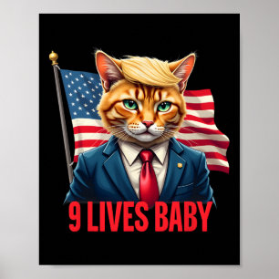 Poster Gato da Bandeira Americana na Suíte Donald Trump N