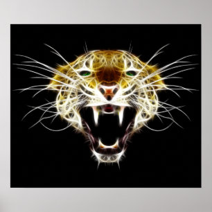 Poster Gato da cabeça do leopardo rujir
