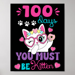 Poster Gato da Escola no 100º Dia 100 Dias De Escola Você