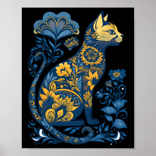 Poster Gato da Ucrânia Floral Vintage Bandeira Ucraniana