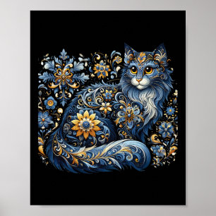 Poster Gato da Ucrânia Floral Vintage Bandeira Ucraniana