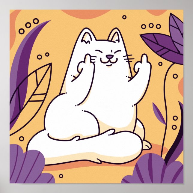 Poster Gato dando o dedo (Frente)