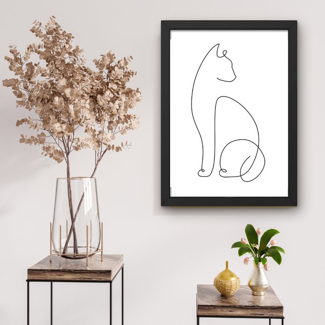 Poster Gato de arte de linha Abstrato minimalista (Criador carregado)