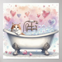Poster Gato de Banho de Espuma