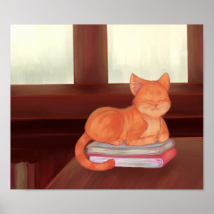 Poster Gato de Biblioteca