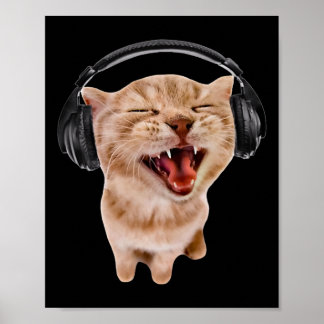 Poster Gato de bobo com Fones de ouvido