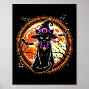 Poster Gato de Bruxa Negra Gatos de Vintage Assustam Gato