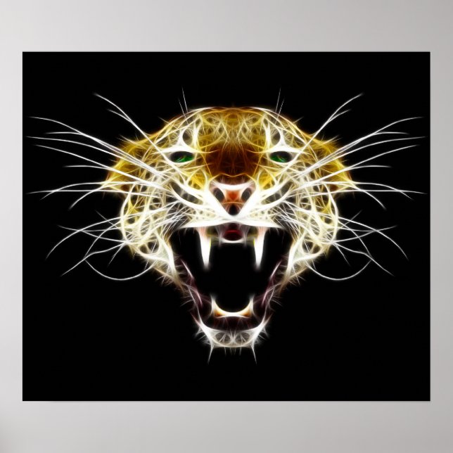 Poster Gato de Cabeça de Leopardo Rajante (Frente)
