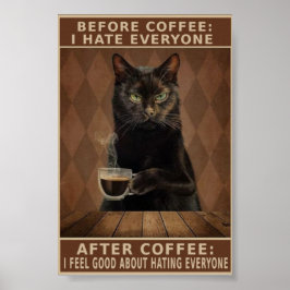 Poster Gato de café vítreo