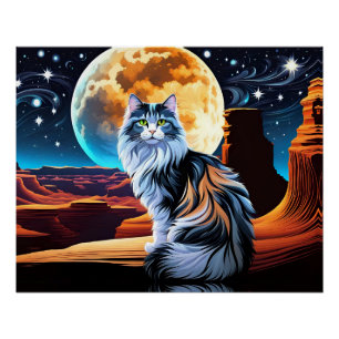 Pôster Gato de Calico diluído, na Lua do Deserto
