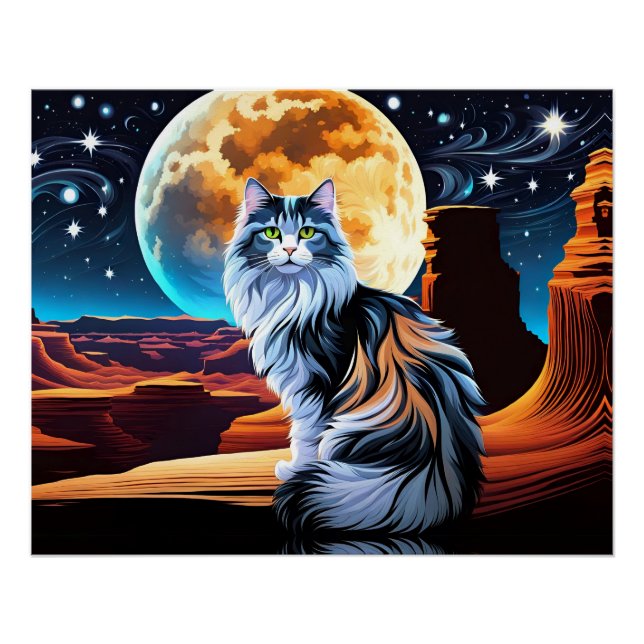Pôster Gato de Calico diluído, na Lua do Deserto (Frente)