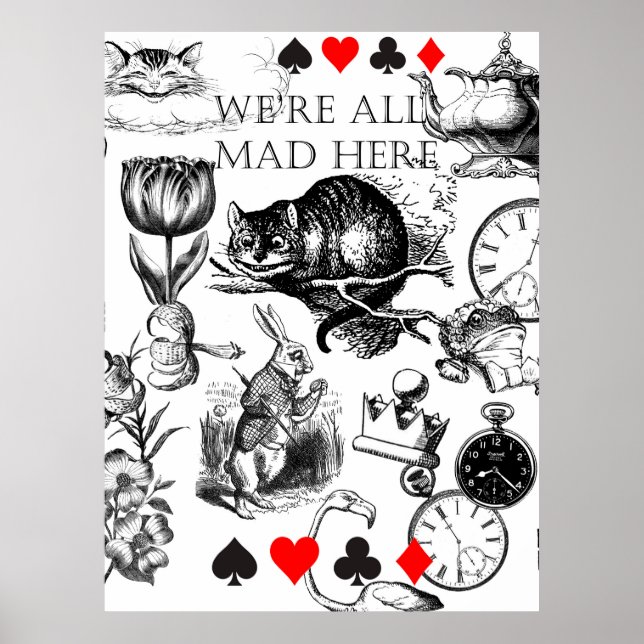 Poster Gato de Cheshire clássico alice no país das maravi (Frente)