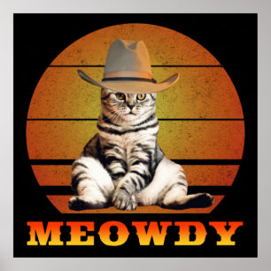 Poster Gato de Cowboy Engraçado