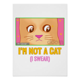 Pôster Gato de Desenho Fofo Meme de Gato Engraçado Rosto 