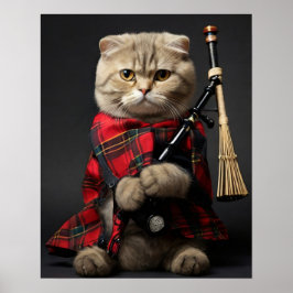 Poster Gato de dobra escocesa com Bagpipe