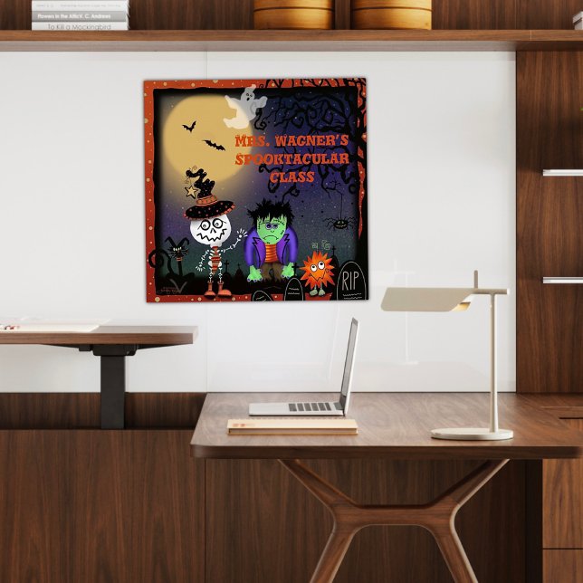 Poster Gato de Esqueleto Louco e Bonito do Halloween Pers (Criador carregado)