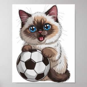 Poster Gato de Futebol Fofo Apenas Garota que Ama Birman