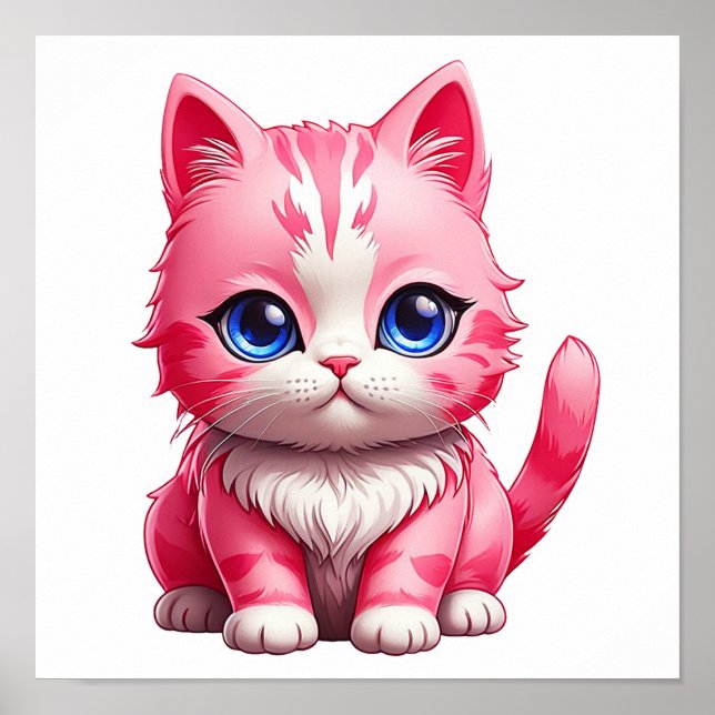 Poster Gato de Gatinho Rosa Gelado (Frente)