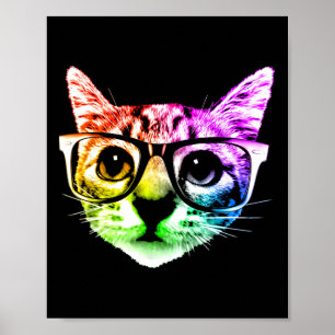 Poster Gato De Gato Arco-Íris Com Gles