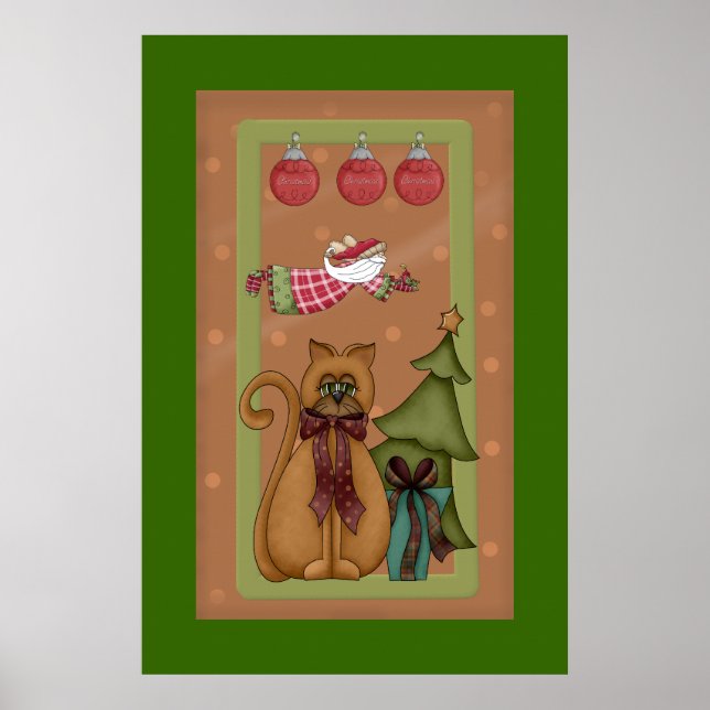 Pôster Gato de Gato com Imagem de Árvore (Frente)