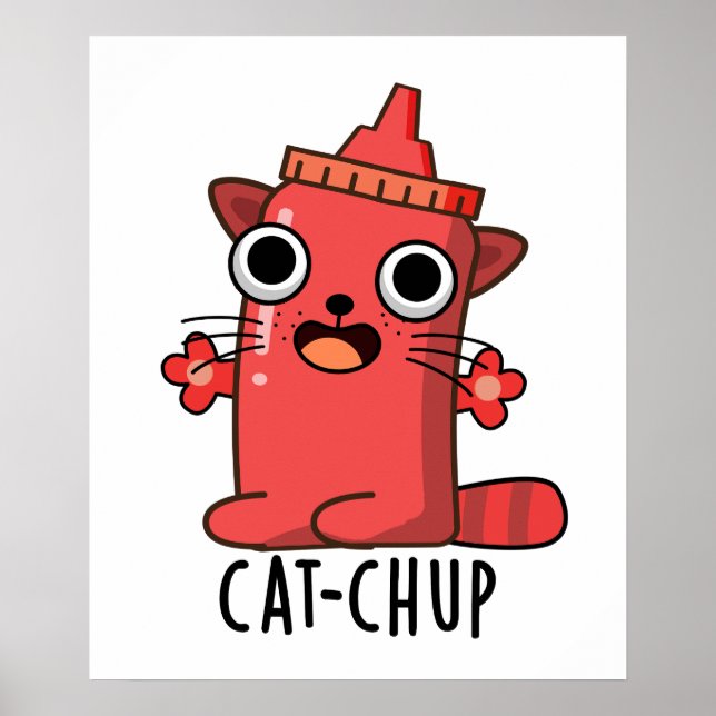 Poster Gato de Gato Engraçado Ketchup Pun (Frente)