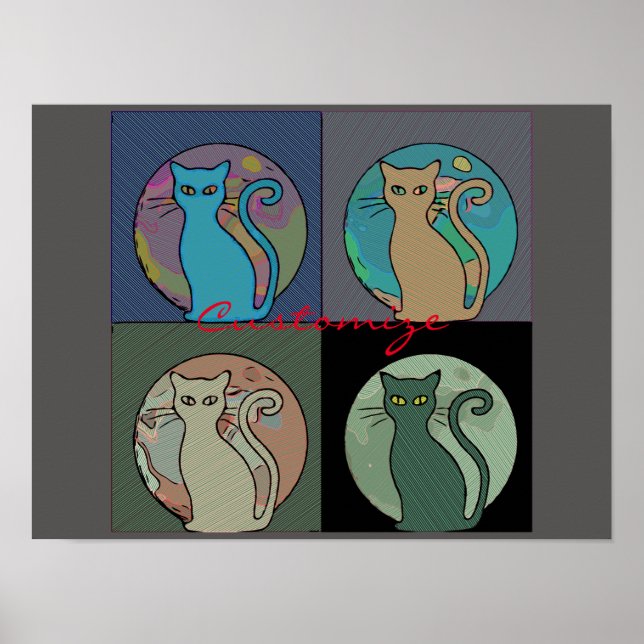 Poster Gato De Gato Múltiplos Gatos Sentando Thunder_Cove (Frente)