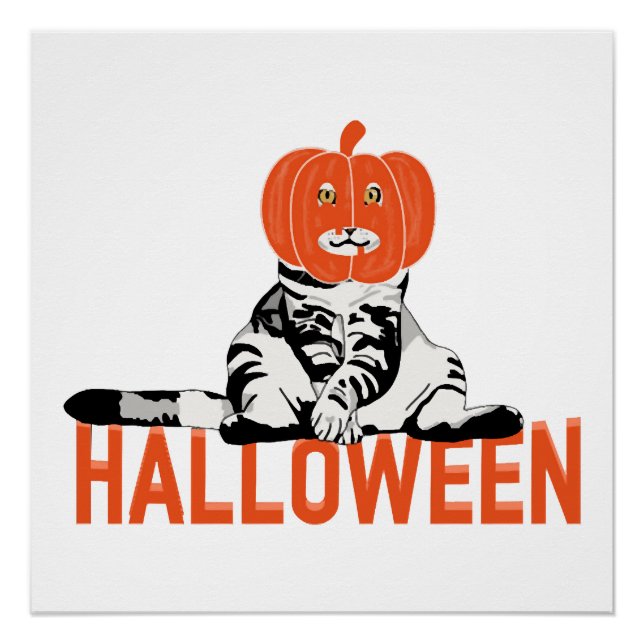 Pôster Gato de Halloween (Frente)