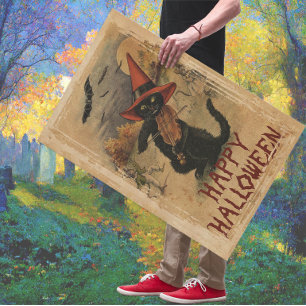 Poster Gato de Halloween Antigo Tocando Violino