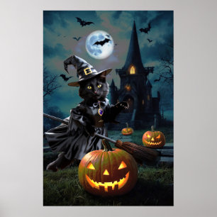 Poster Gato de Halloween Bewitted