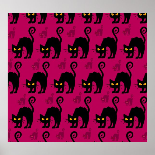 Poster Gato de Halloween: Padrão Abstrato Invisível (Frente)