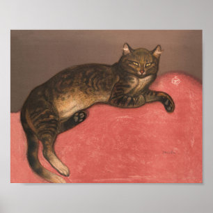 Poster Gato de inverno em Retrato de Gato de Cushion Vint