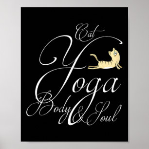 Poster Gato de Ioga Namaste Om Meditação Esporte Carma En