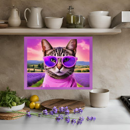 Poster Gato de Jazzy - - campo de lavanda