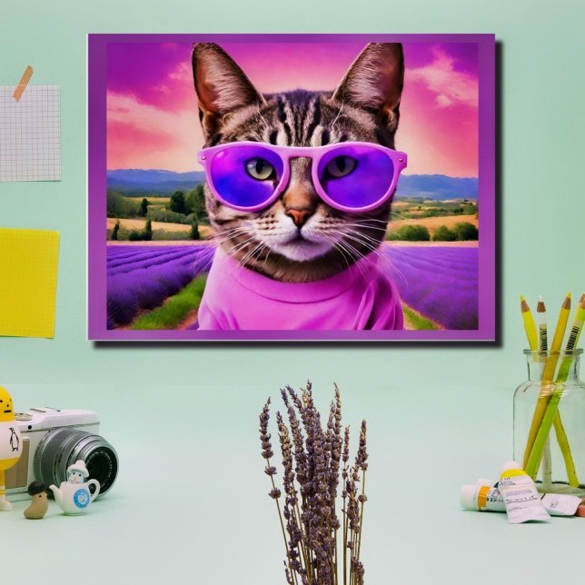 Pôster Gato de Jazzy - - campo de lavanda (Criador carregado)