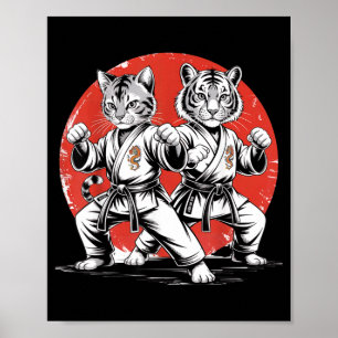 Poster Gato de Karatê Tiger Karate Gi Coisas Japonesas de