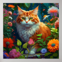 Gato de Laranja-Corte nas Flores