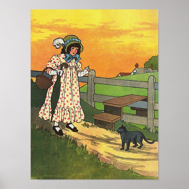 Poster Gato de merda onde você esteve? Madre Goose Rhyme (Frente)